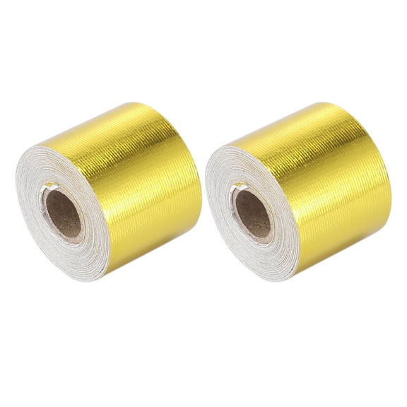 2pcs 2Inch x 33ft Heat Shield Tape Roll Heat Resistant Heat Reflective for Car Gold Tone