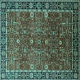 thumbnail image 1 of Ahgly Company Machine Washable Indoor Square Oriental Turquoise Blue Industrial Area Rugs, 8' Square, 1 of 4