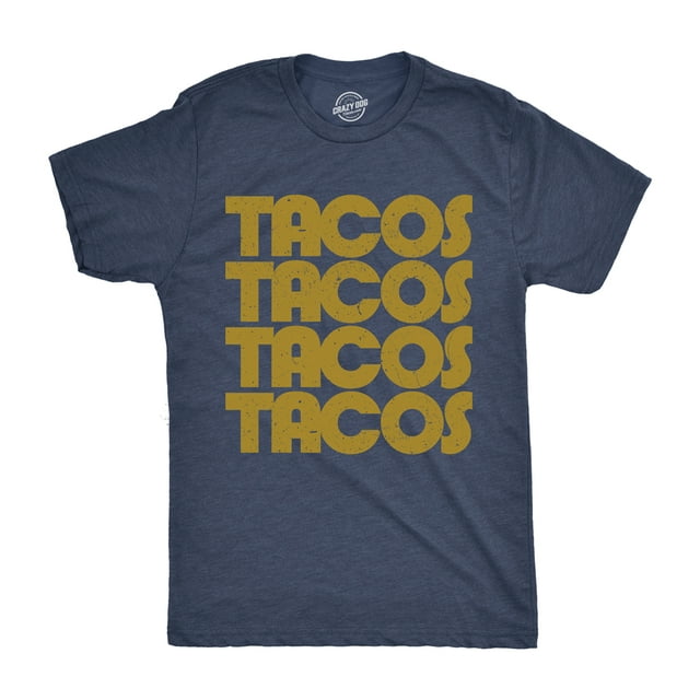T-shirt Tacos Tacos Tacos pour Hommes Drôle Rétro pour Gars (Marine) - S