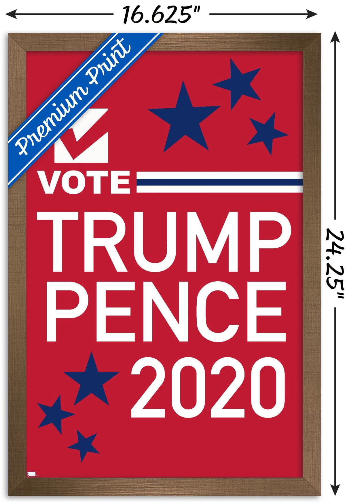 Trends International Vote - Trump/Pence 2020 Wall Poster 16.5" x 24.25" x .75" Bronze Framed Version