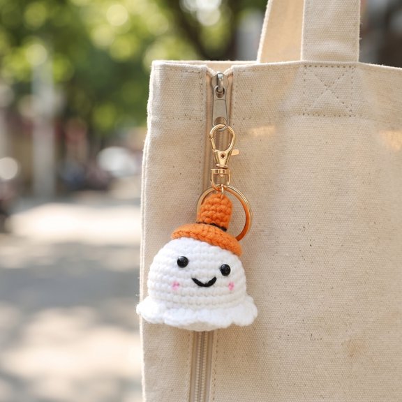Eolstice Ghost Keychain, Woven Hook Hanger Decoration, Spooky Ghost Charm, Bag Backpack Pendant, Halloween Party Favor, Key Ring Accessory, Cute Key Finder