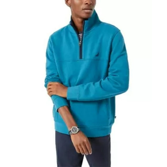 Nautica Mens Solid Quarter Zip Fleece Pullover, X-Small