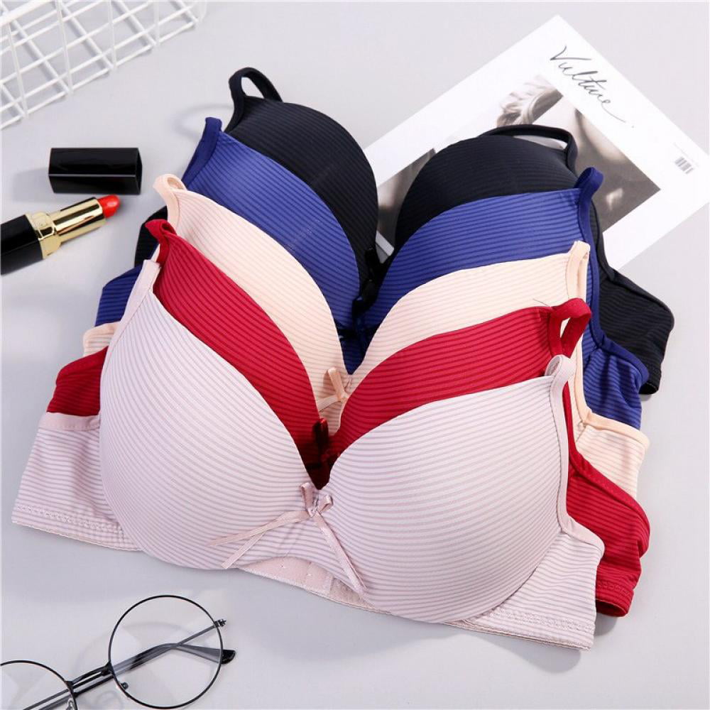 Details about  / Girls Soft Cups Comfortable transparent Strap Lightly Padded Striped Push up Bra