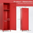 thumbnail image 2 of 1 Door 51.3" Metal Locker Storage Cabinet, Kids Locker Changing Room, Steel Kids Wardrobe with 2 Adjustable Shelves and Hanging, Steel File Cabinet Organizer for School Gym Home Office, 2 of 7