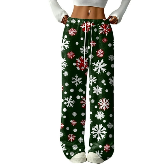 Hearthz Womens Flannel Pajama Pants Christmas Fuzzy Fleece Cozy Elastic Waist Wide Leg Lounge Pants with Pockets Fall Winter Warm Women Pajama Bottoms