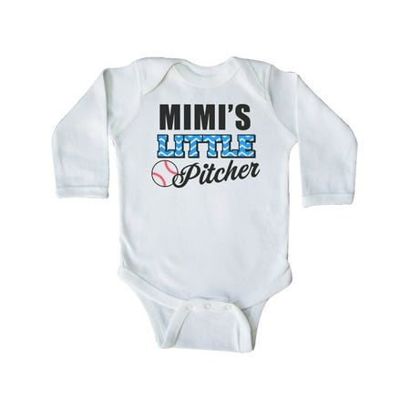 

Inktastic Baseball Mimis Little Pitcher Gift Baby Boy Long Sleeve Bodysuit