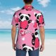 thumbnail image 4 of Fotbe Panda Heart Valentine Pink Camisa Hawaiana para Hombre Unisex – Camisa Casual de Verano con Botones de Manga Corta de Algodón y Lino,3X-Large, 4 of 7