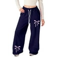 thumbnail image 6 of YUEHUA Girl's Wide Leg High Waist Sweatpants Bowknot Extra Long Baggy Track Pants Trousers with Pockets for Teen Kid Girls, 12-13 Years, 6 of 8