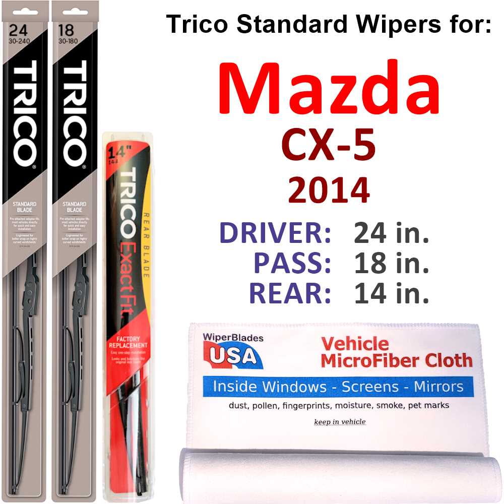 2014 Mazda CX5 Wiper Blades (Set of 3) w/Rear Wiper