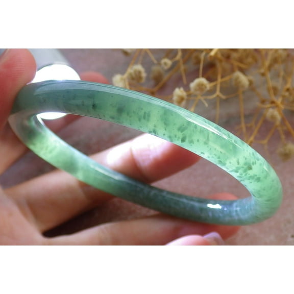 Icy Green Natural A JADE Jadeite Circle Bangle Bracelet 58 mm 684106 TN