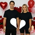 thumbnail image 2 of Arlun Valentine's Day Matching Couple T-Shirts Half a Heart Graphic Crewneck Short Sleeve Tees for Men Women Husband Wife Soft Comfortable Funny Printed Casual Tops 2-Black M, 2 of 4