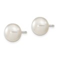 thumbnail image 2 of FB Jewels Sterling Silver White FW Cultured Pearl 9-10mm Button Earrings, 2 of 3
