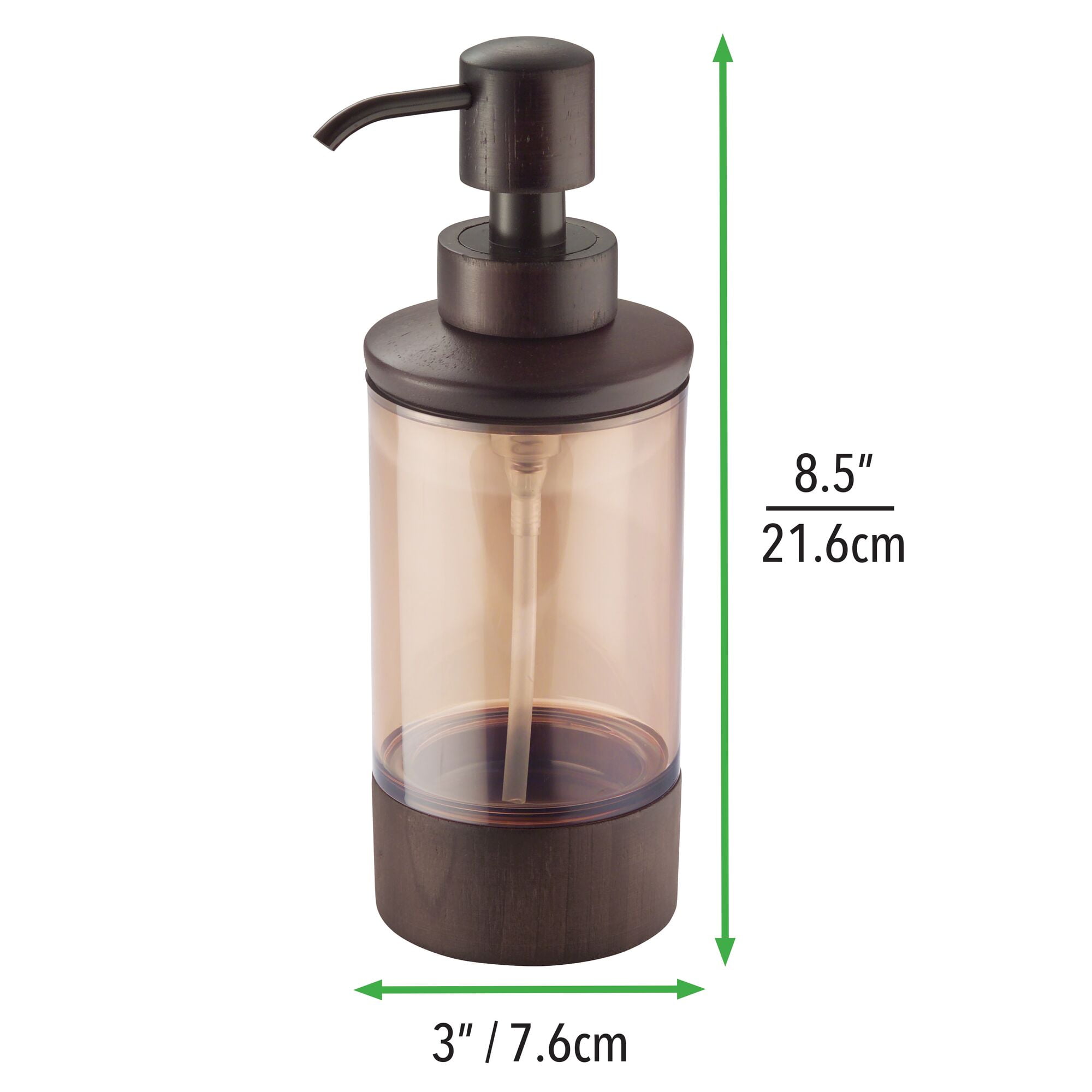 mDesign Decorative Bamboo Refillable Liquid Soap Dispenser Pump Bottle for Bathroom Vanity Countertop, Kitchen Sink - Holds Hand Soap, Dish Soap, Hand ...