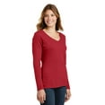 thumbnail image 4 of Port Company Ladies Long Sleeve Fan Favorite Neck Tee-L (Team Cardinal), 4 of 6