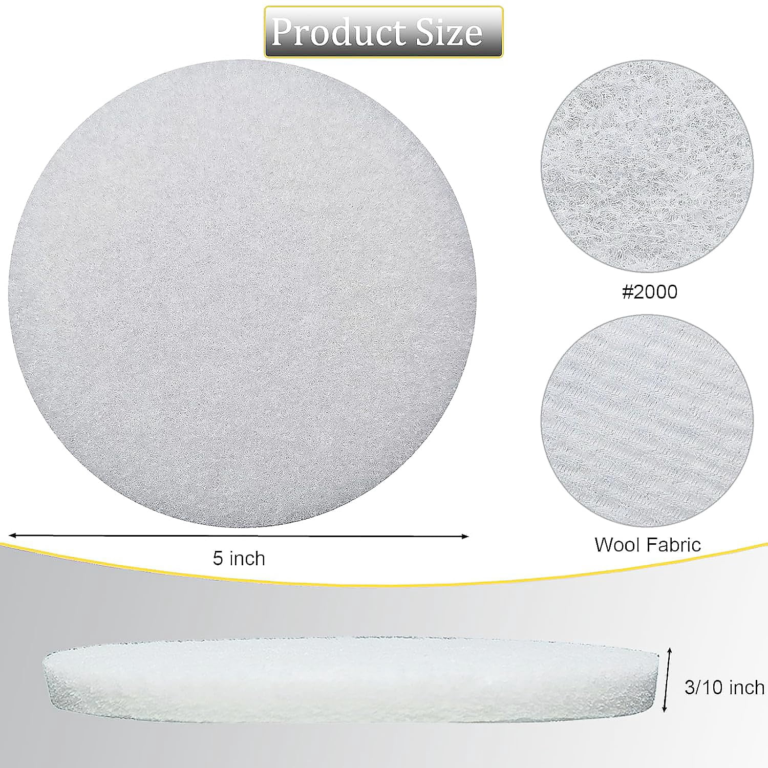 FRKSMD-10 Pack 5" 2000 Grit Non-Scratch Polishing Pad Hook & Loop Discs, Non-Abrasive Finishing Pads, Buff & Polish Finished Surfaces, Wood Oil & Wax Application, 5 Inch Orbital Sander Polishing Pad