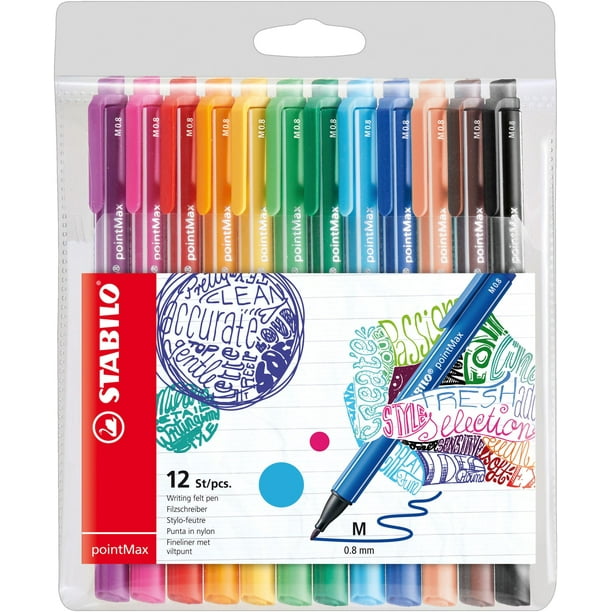 Fineliner STABILO pointMax Paquete de 12 Colores Surtidos 0,8 mm