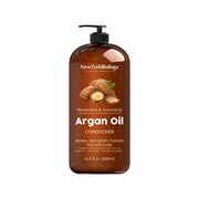 New York Biology Moroccan Argan Oil Conditioner - All Natural - Moisturizing and Volumizing Professional Series Restorative Formula - Infused with Keratin and Sulfate Free - Huge 16 oz