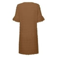 thumbnail image 5 of QUYUON Women's Chiffon Dress Summer Casual Loose Ruffle Short Sleeve V-Neck Mini Dresses Wedding Guest Evening Party Short Dresses A-Line Tunic T-Shirt Dress Style D-2605 Brown L, 5 of 6