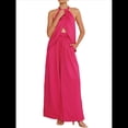 thumbnail image 2 of Conjunto de Dos Piezas para Mujer, Verano 2025, Informal, Sin Mangas, Cuello Alto, Top Corto, Pantalones de Pierna . Rojo L, 2 of 9