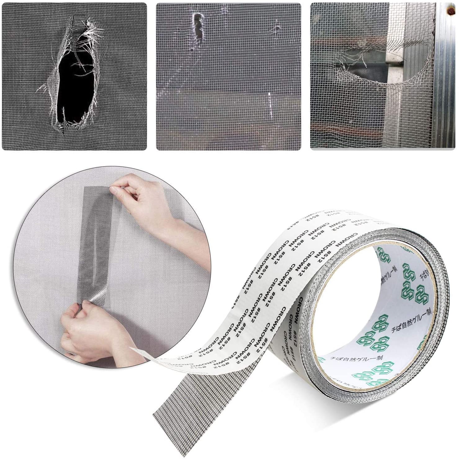 78' Window Screen Repair Tape, Strong Adhesive & Good Fiberglass Covering Wire mesh Repair Kit Tape with Scissors for Screen Door and Window Screen Tears Holes (Black)
