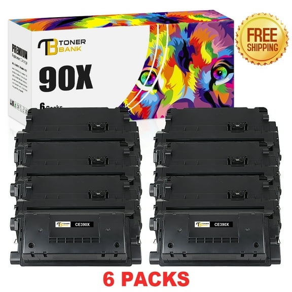 Toner Bank Compatible Toner Cartridge Replacement for HP 90X CE390X High Yield LaserJet Enterprise 600 M602 M601 M4555 M602dn M602n M602x M603dn M603n M4555f M4555h Printer (Black, 6-Pack)