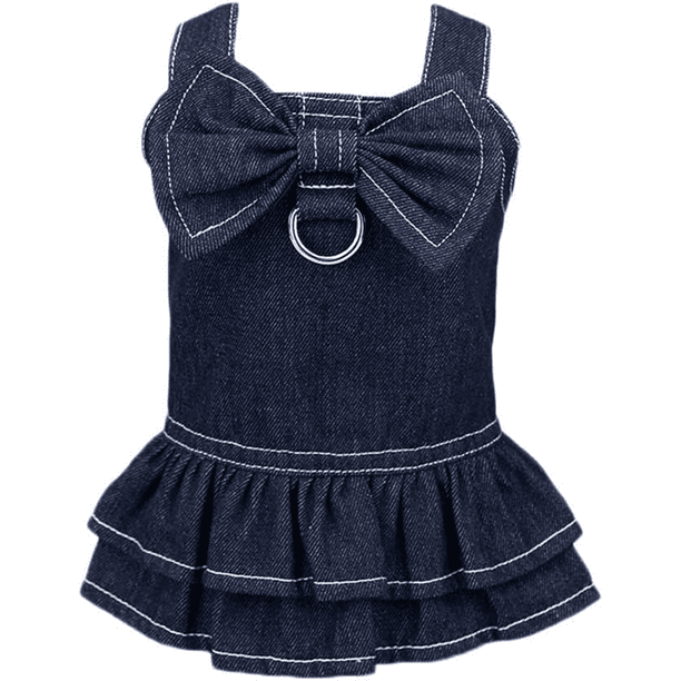 Vestidos para perros pequeños, ropa para niñas, vestido vaquero para perros, faldas para cachorros, vestido vaquero con lazo de verano para perros.