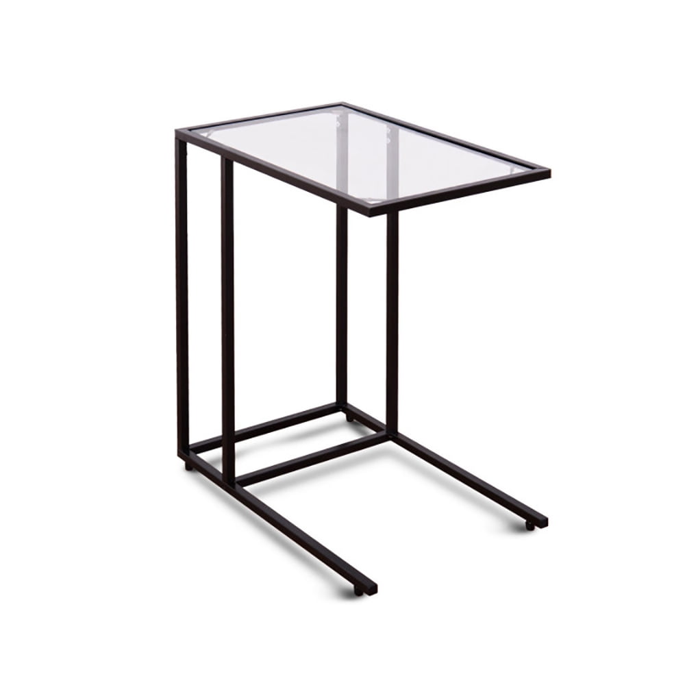 Finihen End Table, Stand Desk, Coffee Side Table with Glass Top, Sofa Side Table, Bed Side Table, for Living Room, Bedroom, Black Finihen End Table, Stand Desk, Coffee Side Table with Glass Top, Sofa Side Table, Bed Side Table, for Living Room, Bedroom, Black
