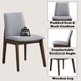thumbnail image 2 of Comfortable side chairs in light gray fabric and walnut for modern dining, 2 of 3