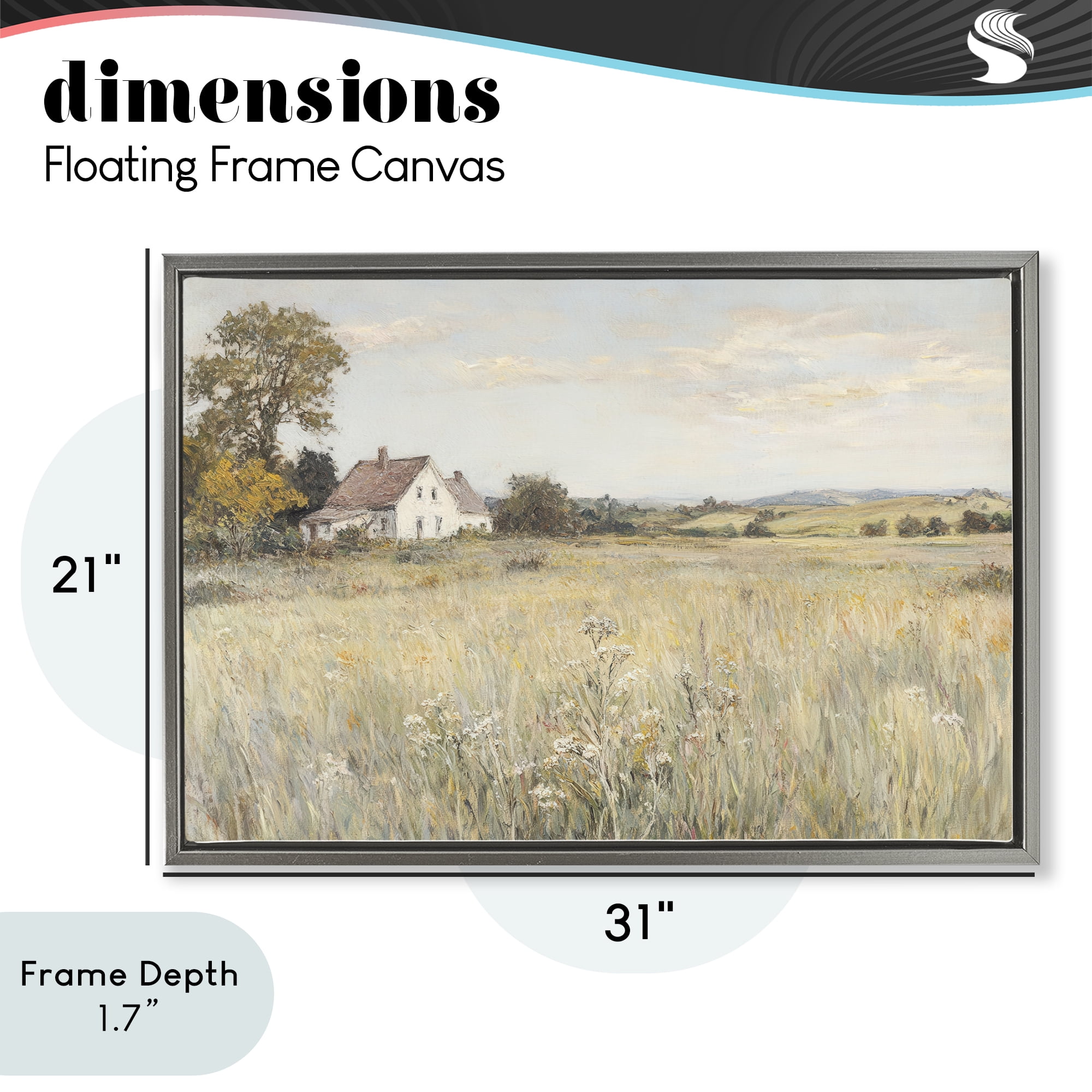 Stupell Industries Country Living in Golden Meadow Gray Framed Floater Canvas Wall Art, design by Petal Prints Design