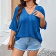 thumbnail image 2 of Seductiva Women's Slim-Fit Short Sleeve T-Shirt Plus Size Ribbed Knit T Shirt for Women Short Sleeve Tee Tops Casual Loose Pullover Blouses Women with Chest Pocket Fashion Basic Tees Summer Tops, 2 of 9