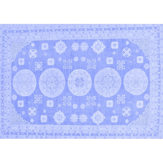 Ahgly Company Machine Washable Indoor Rectangle Oriental Blue Traditional Area Rugs, 4' x 6'