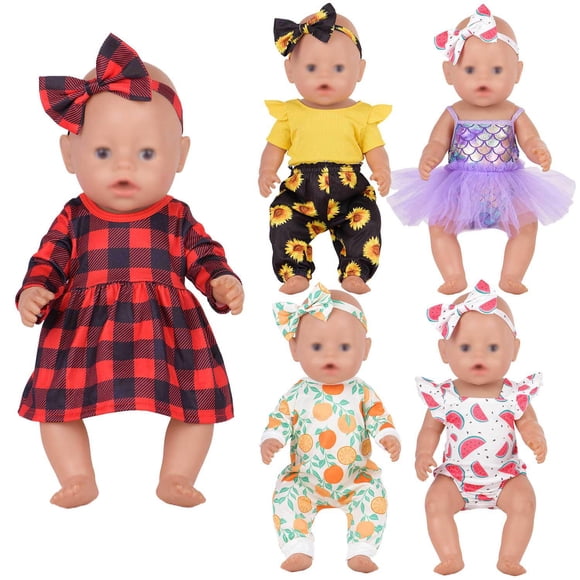 Sweet Dolly Ropa Para Muñecas Ropa Para Muñecas Recién Nacidas Mono A Cuadros Falda Tutú Accesorios Para Muñecas Para Muñecas De 15, 16 Y 18 Pulgadas