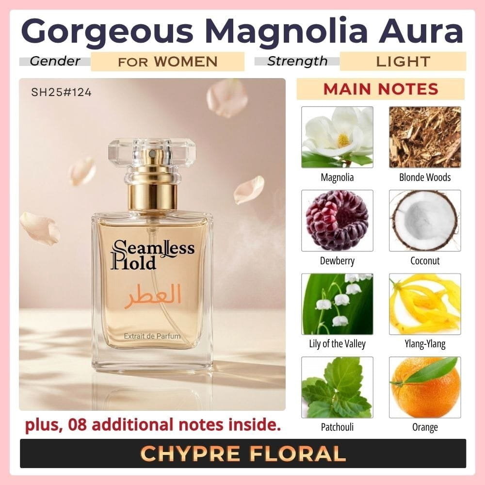 Seamless Hold Magnolia Aura Floral Coconut White Floral Perfume for Women Parfum | Inspired Luxury Fragrance | Long-Lasting Scent - 3.4 oz (100 ml)