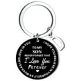 thumbnail image 1 of Llaveros para mujer, llavero de billetera, llavero de auto, llavero DIY para mi hijo, llavero de acero inoxidable negro con apellido de 26 letras, 2,5 cm, decoraciones de moda, 1 of 3