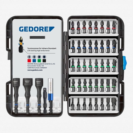 Gedore 666-045 Torsion Bit Set, 1/4" Hex Drive, 45 Pieces