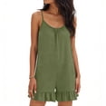 thumbnail image 5 of Purcolt Womens One Piece Jumpsuit Summer Casual Spaghetti Strap Sleeveless Shorts Outfits Comfortable Loose Fit Loungewear with Ruffled Hem, 5 of 7