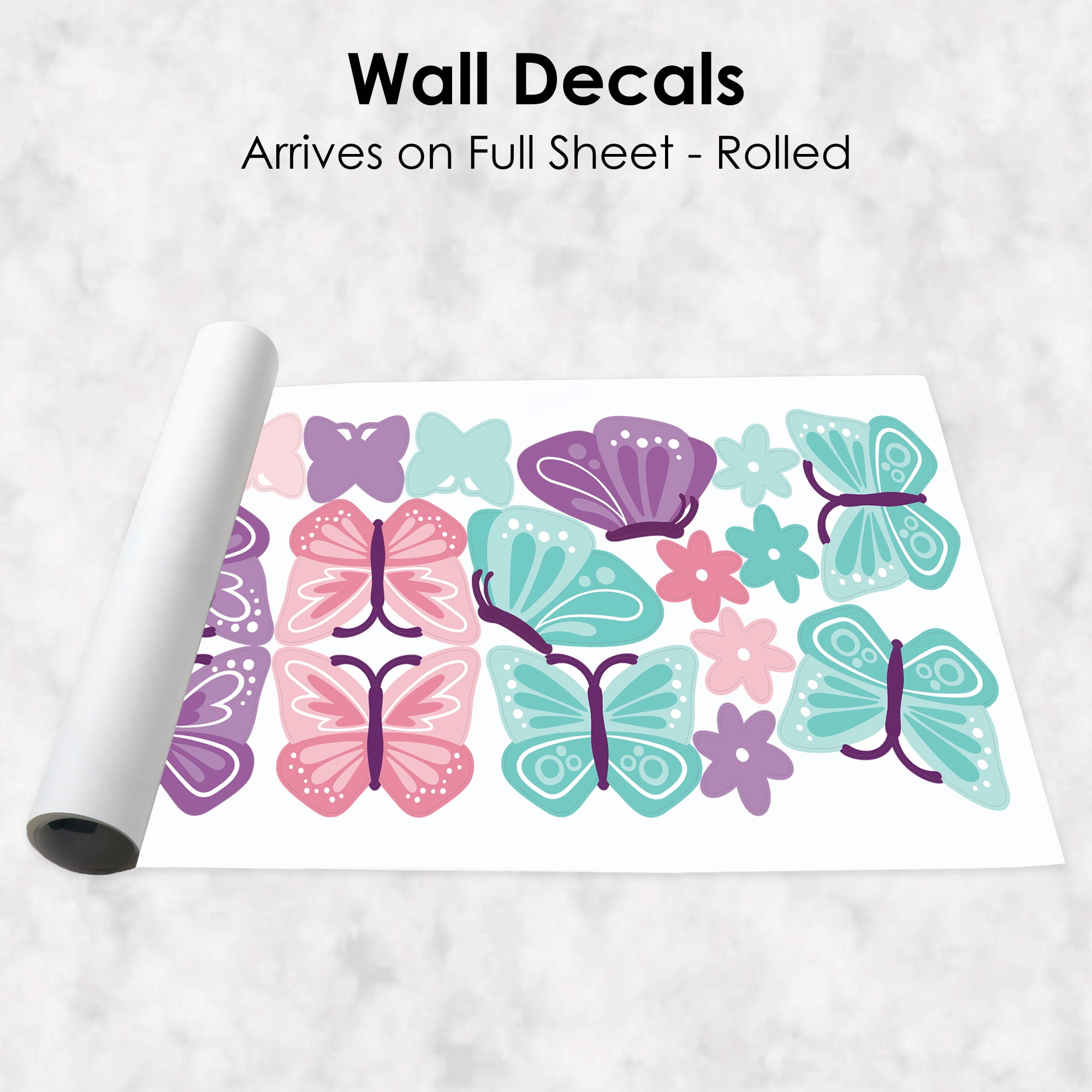 Big Dot of Happiness Beautiful Butterfly - Peel and Stick Nursery And Kids Room Vinyl Wall Art Stickers - Wall Decals - Set of 20