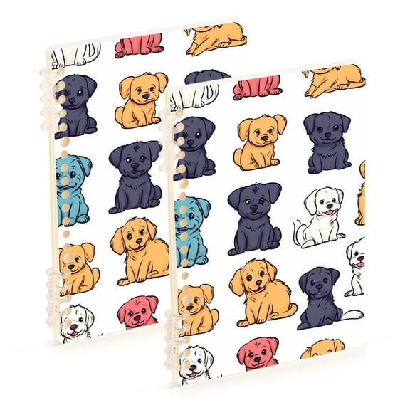 joogoo Spiral Journal Notebook Puppy Dogs Cartoon College Ruled Notebooks 8.3" x 5.7" 2 PCs