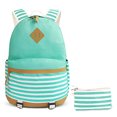 thumbnail image 1 of Mochila escolar para niñas, mochila ligera de lona, ​​mochila a rayas, mochila para estudiantes, mochila para adolescentes con caja, bolsa para lápices, 1 of 5
