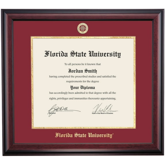OCM Diploma Frame for Florida State University, 19" x 21" Diploma Certificates Frame, Embossed Maroon/Gold Mat