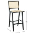 thumbnail image 3 of SAFAVIEH Couture Hattie Square Mid Back Bar Stool, Black/Natural, 3 of 13