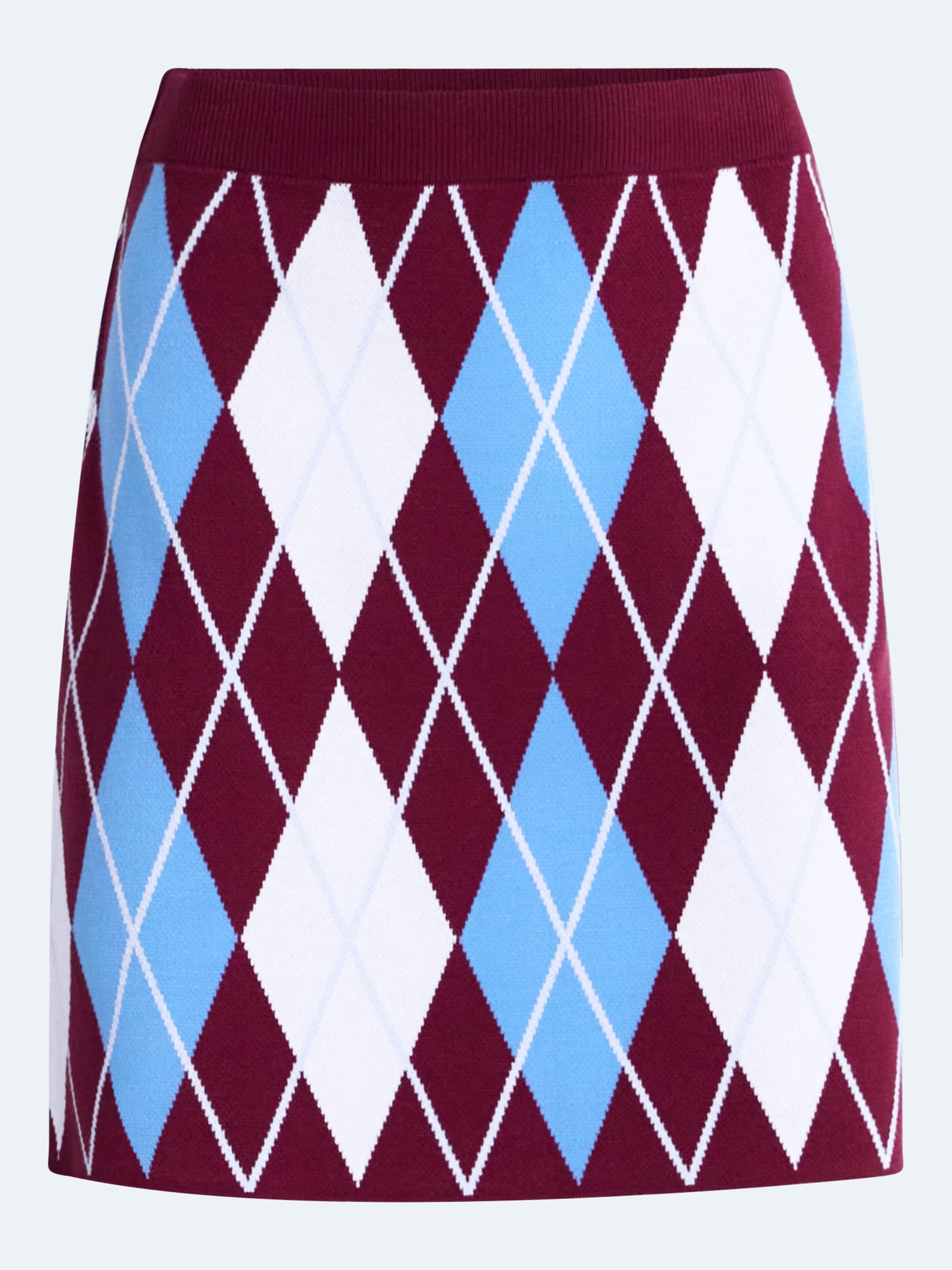 Free Assembly Women's and Women's Plus Missy Pull On Argyle Mini Pull On Sweater Skirt, Sizes XS-4X