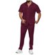 thumbnail image 1 of Pantalones Elásticos de la Cintura de los Hombres de Color Sólido Cuello de Vuelta de Manga Corta, Set Deportivo Casual de Bolsillo, 1 of 9