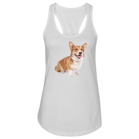 Sitting Welsh Corgi . Tank Women -Image by Shutterstock, Female XX-Large