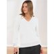 thumbnail image 5 of Suéter de Larga con Cuello en V para Mujer, Estilo Casual Clásico de Otoño, Suave y Holgado, Básico, Tipo Jersey Crema S, 5 of 10