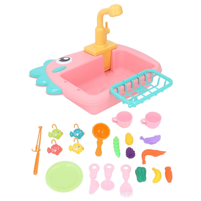 Juego de Fregadero Juguete de Lavavajillas con Agua Corriente y Patrón de Dinosaurio ANGGREK