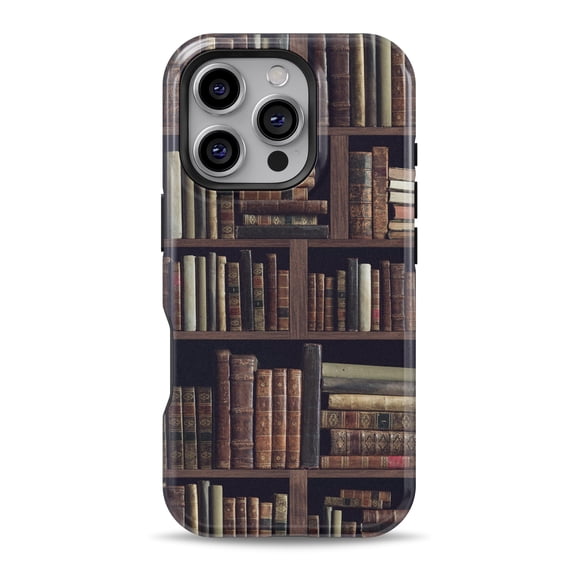 DesignSkinz Scratch-Resistant Hard Slim Case Compatible with iPhone 16 (Compatible with MagSafe) - Old Bookshelf