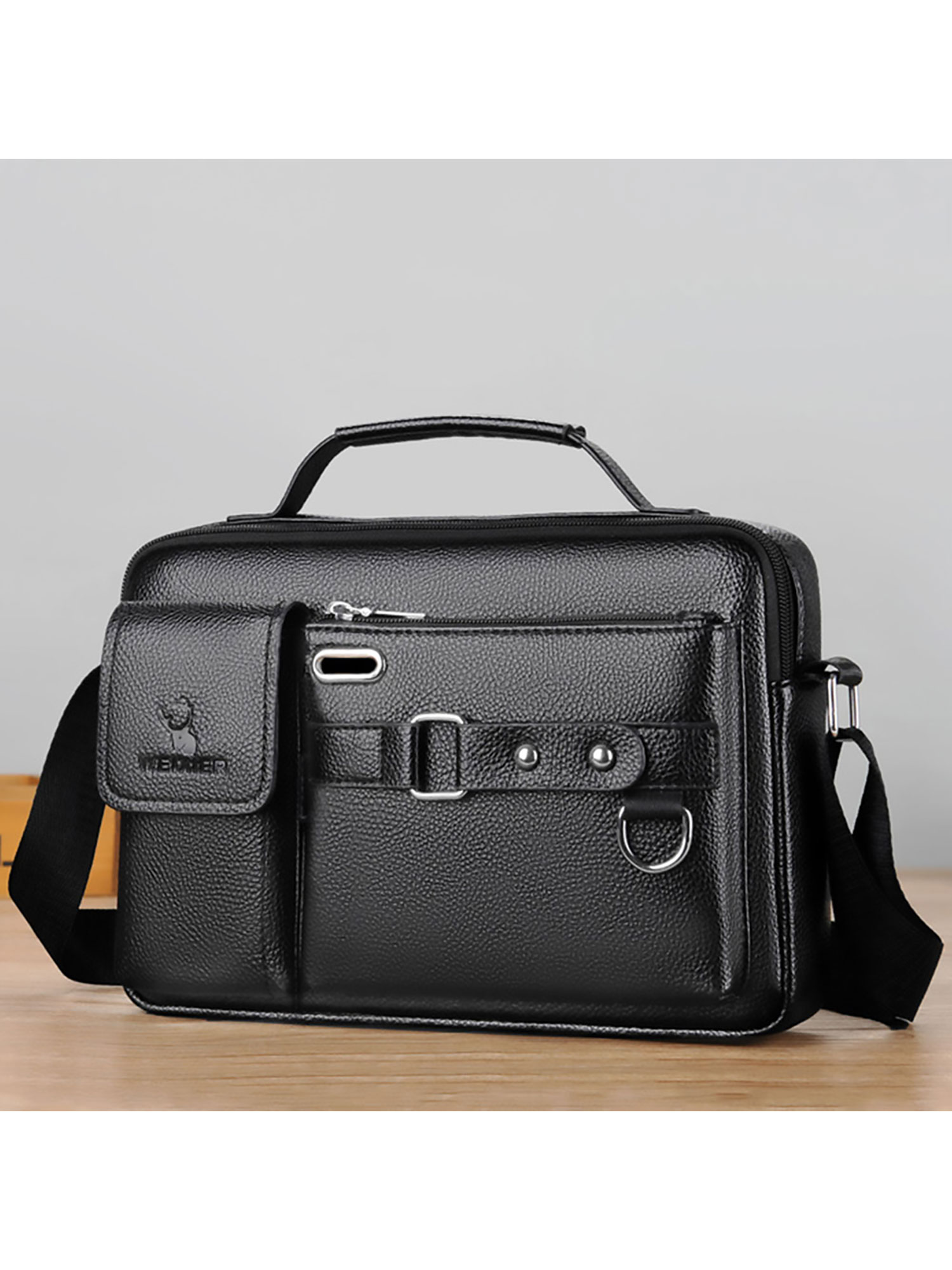 Voguele Mens Leather Messenger Handbag Men Multi Pocket Business ...