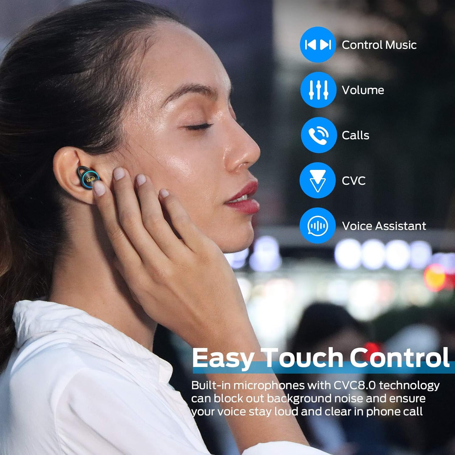 Monster Wireless Earbuds, Bluetooth 5.0 in-Ear Headphones with Charging Case, Stereo Earphones Deep Bass Sound, Built-in Mic, Clear Call, Water Resistant Design for Sports