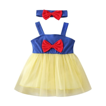 

IZhansean Toddler Baby Girl Summer Clothes Patchwork Sleeveless Off Shoulder Dress Infant Cute Net Yarn Tutu Skirt Outfits Blue 18-24 Months